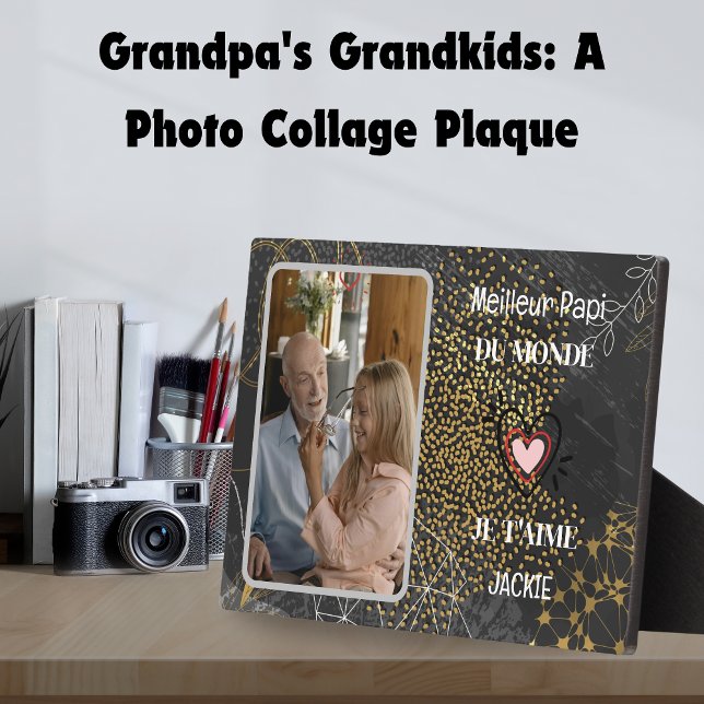 Placa Expositora Tesoros intemporales: Abuelo y foto personalizados (Timeless Treasures: Personalized Grandpa & Photo Plaque)