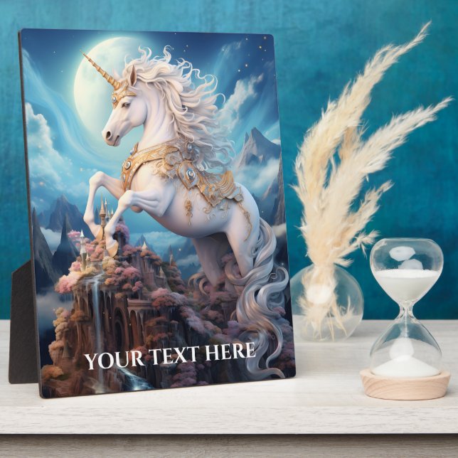 Placa Expositora Texto personalizado Bonito Unicornio (Lado)