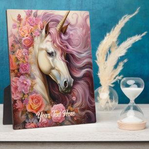 Placa Expositora Texto Personalizado Hermoso Unicornio