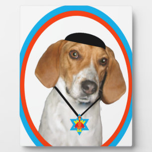 Placa Expositora Thanksgivukkah Funny Hound Dog con Yamaka