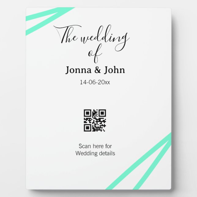 Placa Expositora The wedding of add couple name QR code scan detail (Frente)