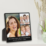 Placa Expositora Tía Te Ama 3 Collage de fotos Negro<br><div class="desc">Elegante placa de foto negra de keepsake para celebrar a la mejor tía de la historia con un collage de fotos de sus sobrinas y sobrinos,  sus nombres,  "We Love You" o "I Love You" en la típica tipografía serif blanca,  y si es tía,  tía,  tia,  etc.</div>