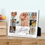 Placa Expositora Tía, te queremos tipografía de Collage de fotos<br><div class="desc">La moderna placa de tipografía de collage de fotos muestra 7 fotos y el elegante guión "tía te queremos" y nombres. Un regalo perfecto para tu tía.</div>