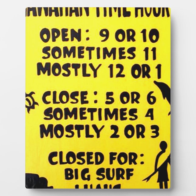 Placa Expositora tiempo hawaiano (Frente)