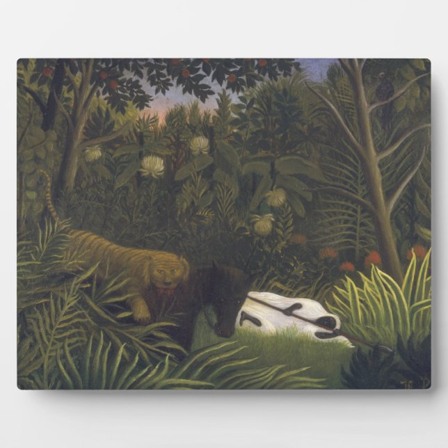 Placa Expositora Tigre atacando a un caballo y a un negro durmiente (Frente)