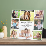 Placa Expositora Tío Collage de fotos<br><div class="desc">Dale al mejor tío una placa de collage de fotos de 8 personalizados con 8 fotos de sus sobrinas y sobrinos,  sus nombres y el "Mejor Abuelo del Mundo" en tipografía elegante.</div>