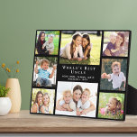 Placa Expositora Tío Collage de fotos Negro<br><div class="desc">Denle al mejor tío del mundo una placa de collage de fotos personalizado 8 con 8 fotos de sus sobrinas y sobrinos,  sus nombres y el "Mejor Abuelo del Mundo" en elegante tipografía blanca.</div>