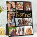 Placa Expositora Tipo de letra de guión de moda de Collage de fotos<br><div class="desc">Personalice nuestro Collage de fotos Gold Bestis Estilo de escritura de moda Plata de letra con sus fotos favoritas de usted y sus mejores amigos! "Besties" está en un tipo de letra de guión de moda en un acabado purpurina falso dorado, con 8 cuadrados y rectángulos para tus fotos, fijados...</div>