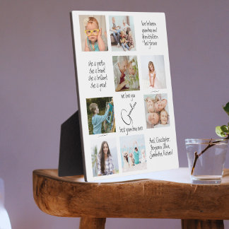 Placa Expositora Tipografía de collage de fotos te queremos abuela