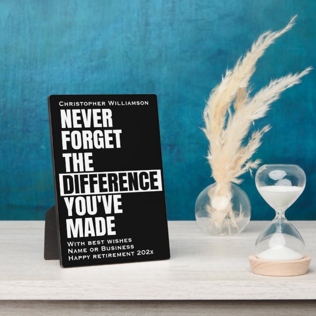 Placa Expositora Tipografía de retiro nunca olvida la cita (Lado)