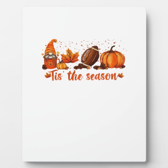 Placa Expositora Tis The Season Fall Gnome Football Design (Frente)