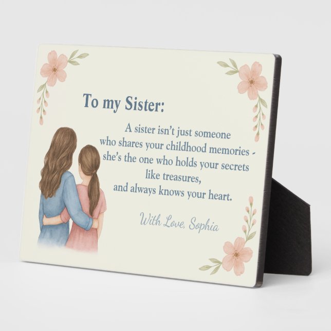 Placa Expositora To My Sister – Custom Photo Plaque Gift (Lado)