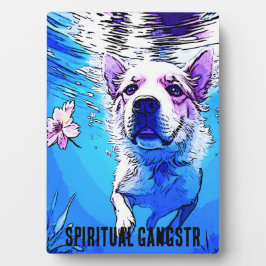 Placa Expositora Todos los norteamericanos nadando perro con flores