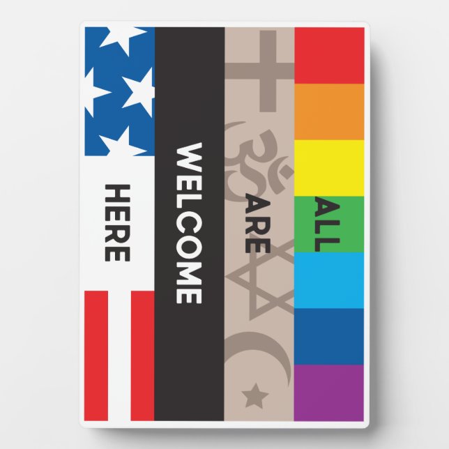 Placa Expositora Todos Son Bienvenidos Aquí Rótulo De Comida 7x5 (Frente)