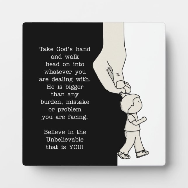 Placa Expositora Toma la mano de Dios (Frente)