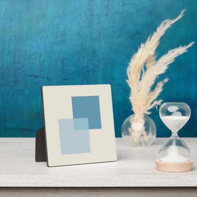 Placa Expositora Tonos abstractos modernos de diseño azul y Minimal (in situ)