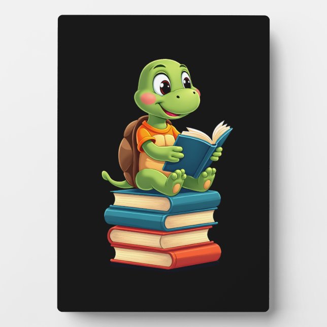 Placa Expositora Tortuga Adorable Leyendo Libros (4) (Frente)