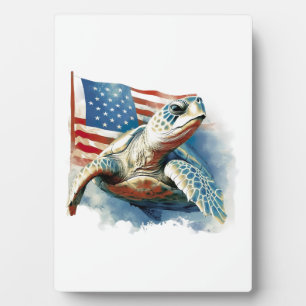Placa Expositora Tortuga marina bandera americana
