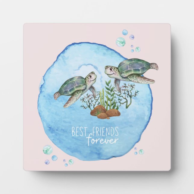 Placa Expositora Tortugas marinas BFFs - Mejores regalos personaliz (Frente)