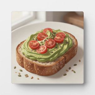 Placa Expositora Tostada de aguacate y tomate Arte de desayuno fres