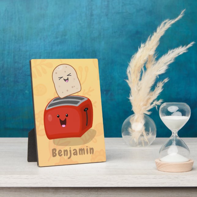 Placa Expositora Tostada de kawaii y personalizado de tostadora roj (Lado)