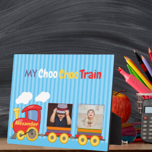 Placa Expositora Toy Train Toddler Boys Birthday Blue