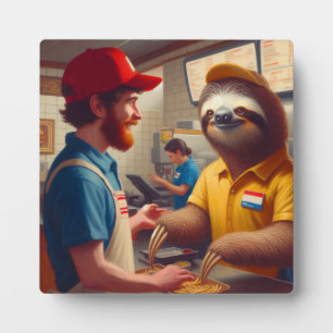 Placa Expositora Trabajador de Sloth Fast Food
