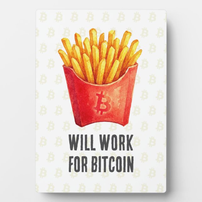 Placa Expositora Trabajaré por Bitcoin (Frente)