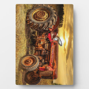 Placa Expositora Tractor de granjas rojas Vintage