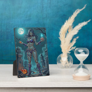 Placa Expositora Trato de Halloween o Novia Zombie con cerebros