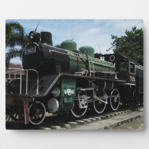 Placa Expositora Tren de vapor de la Segunda Guerra Mundial en el p