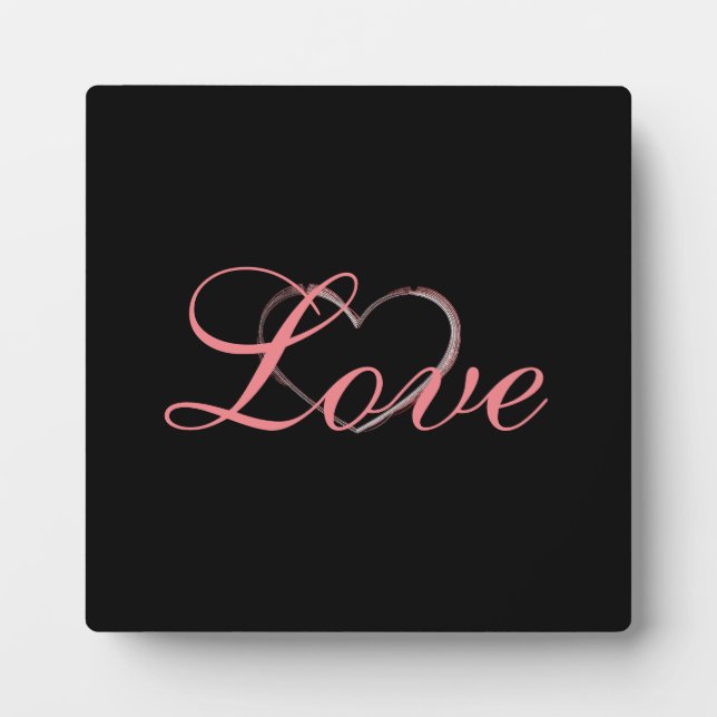 Placa Expositora Trendy Heart Grey Calligraphy Love Boda (Frente)