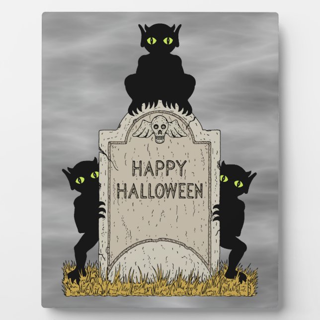 Placa Expositora Tres diablillos Feliz Halloween (Frente)
