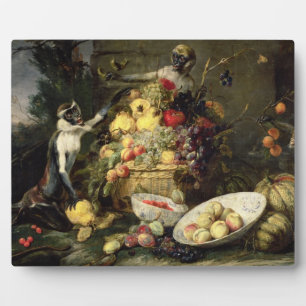 Placa Expositora Tres monos robando fruta (aceite sobre lienzo)