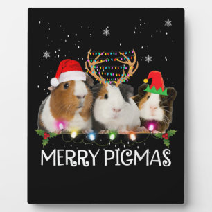 Placa Expositora Tres Navidades de cerdo de Guinea alumbran Navidad