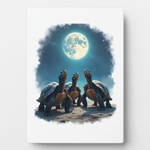 Placa Expositora Tres tortugas aúllan en la montaña de fauna silves