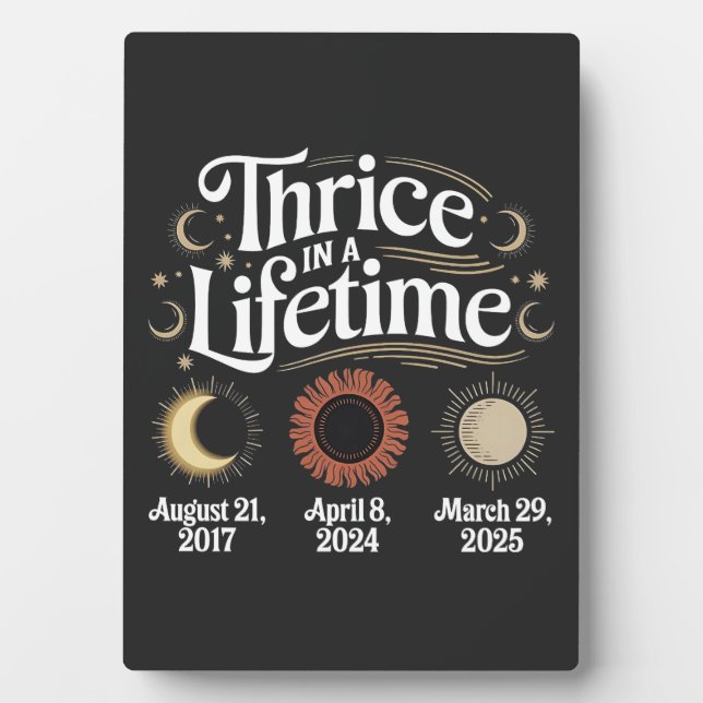 Placa Expositora Tres veces en la astronomía del eclipse solar 2025 (Frente)