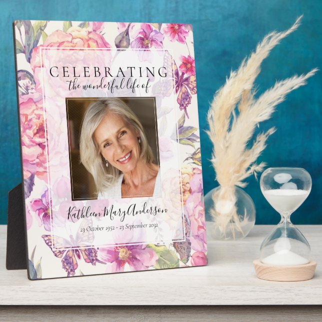 Placa Expositora Tributo de Foto Memorial Floral (Lado)
