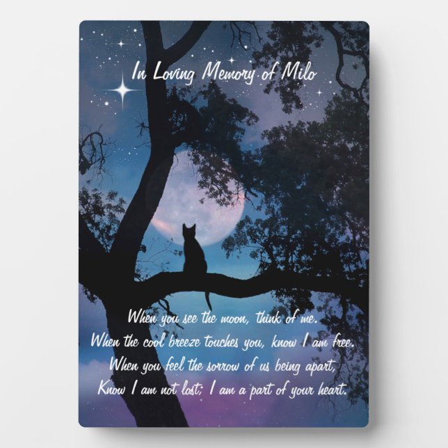 Placa Expositora Tributo en memoria espiritual del gato (Frente)