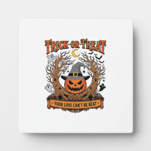 Placa Expositora Trick Or Treat Halloween Calabaza Bruja Sombrero E