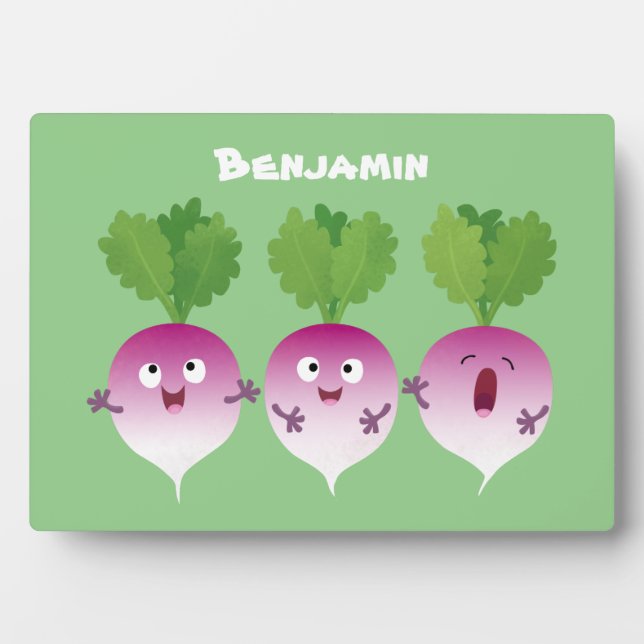 Placa Expositora Trío de verduras de nabo lindo personalizado (Frente)