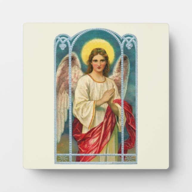 Placa Expositora Tríptico del ángel con cinta rosa (Frente)