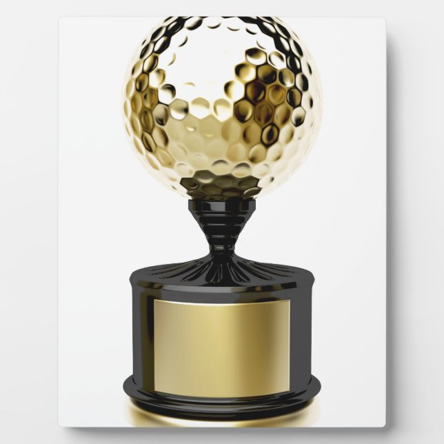 Placa Expositora Trofeo de oro con bola de golf (Frente)