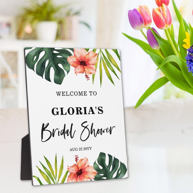 Placa Expositora Tropical Leaves Bridal Shower  Welcome  (Subido por el creador)