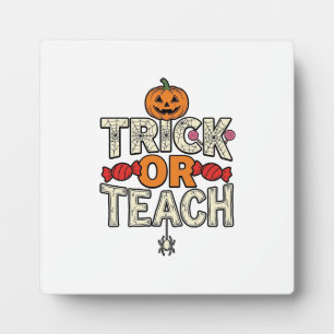 Placa Expositora Truco o Enseña Halloween Profesor Vintage Vector D
