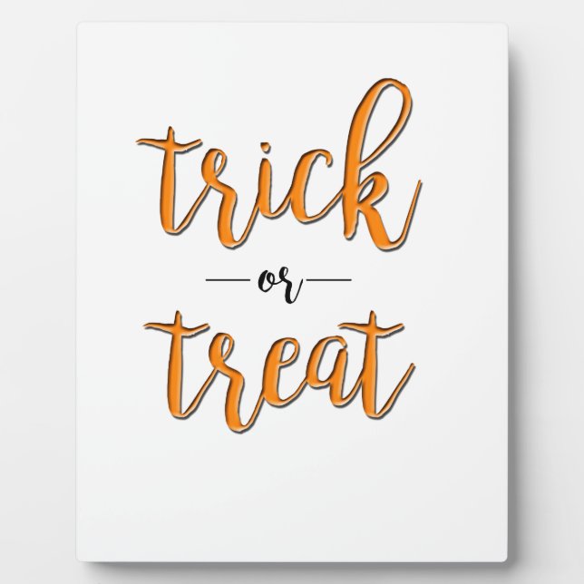 Placa Expositora truco o trato halloween naranja negro simple (Frente)