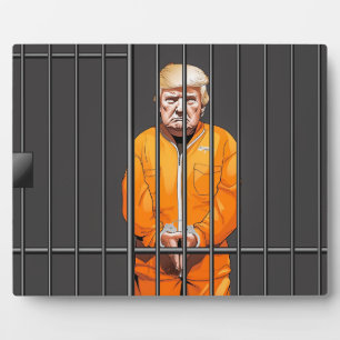 Placa Expositora Trump en la cárcel 8 x 10 con caballete