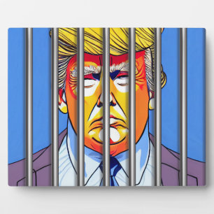 Placa Expositora Trump en la cárcel 8 x 10 con caballete