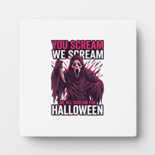 Placa Expositora Tú gritas nosotros Halloween Ghostface Cuchillo Sa