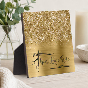Placa Expositora Tu Logo Brillante Dorado Glam